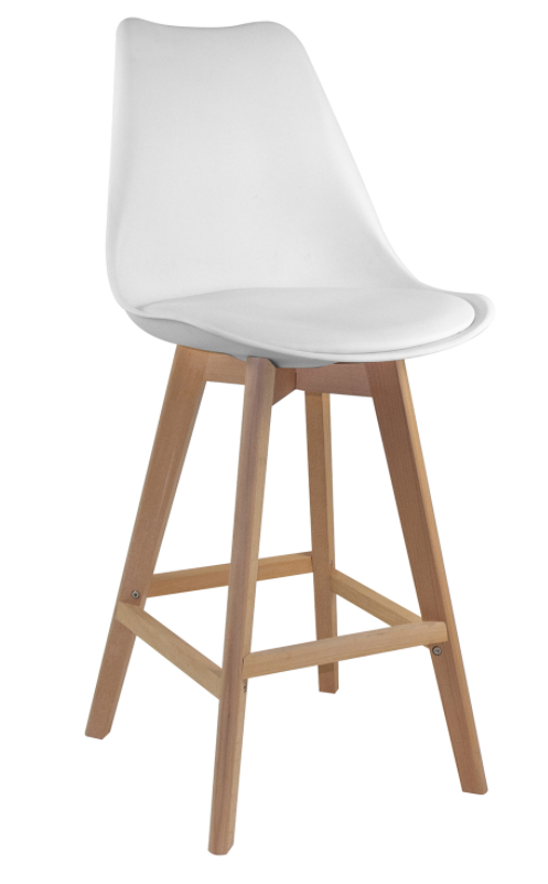 Barová židle QUATRO — plast/masiv buk